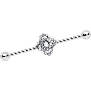 14 Gauge Clear Gem Baroque Cross Industrial Barbell 38mm