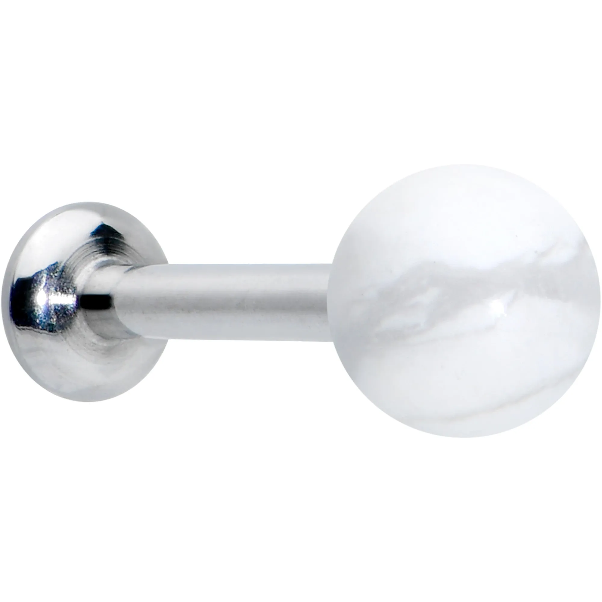 16 Gauge 1/4 Elegant White Howlite Internally Threaded Labret Tragus