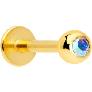 16 Gauge 5/16 Aurora Gem Gold Tone Press Fit Labret Monroe Tragus