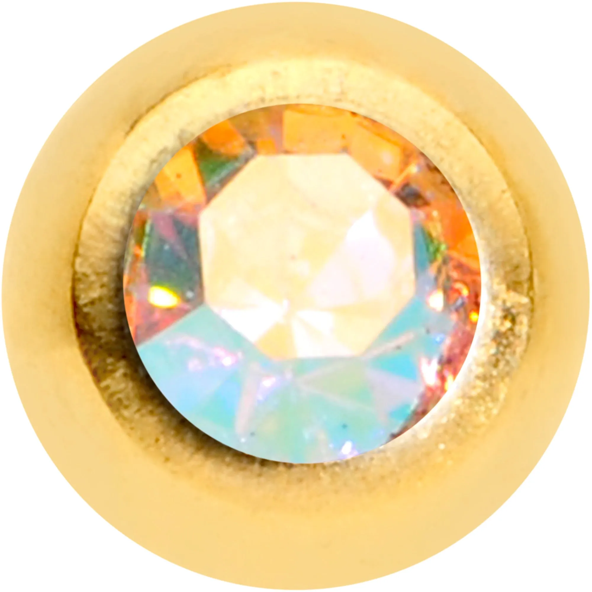 16 Gauge 5/16 Aurora Gem Gold Tone Press Fit Labret Monroe Tragus