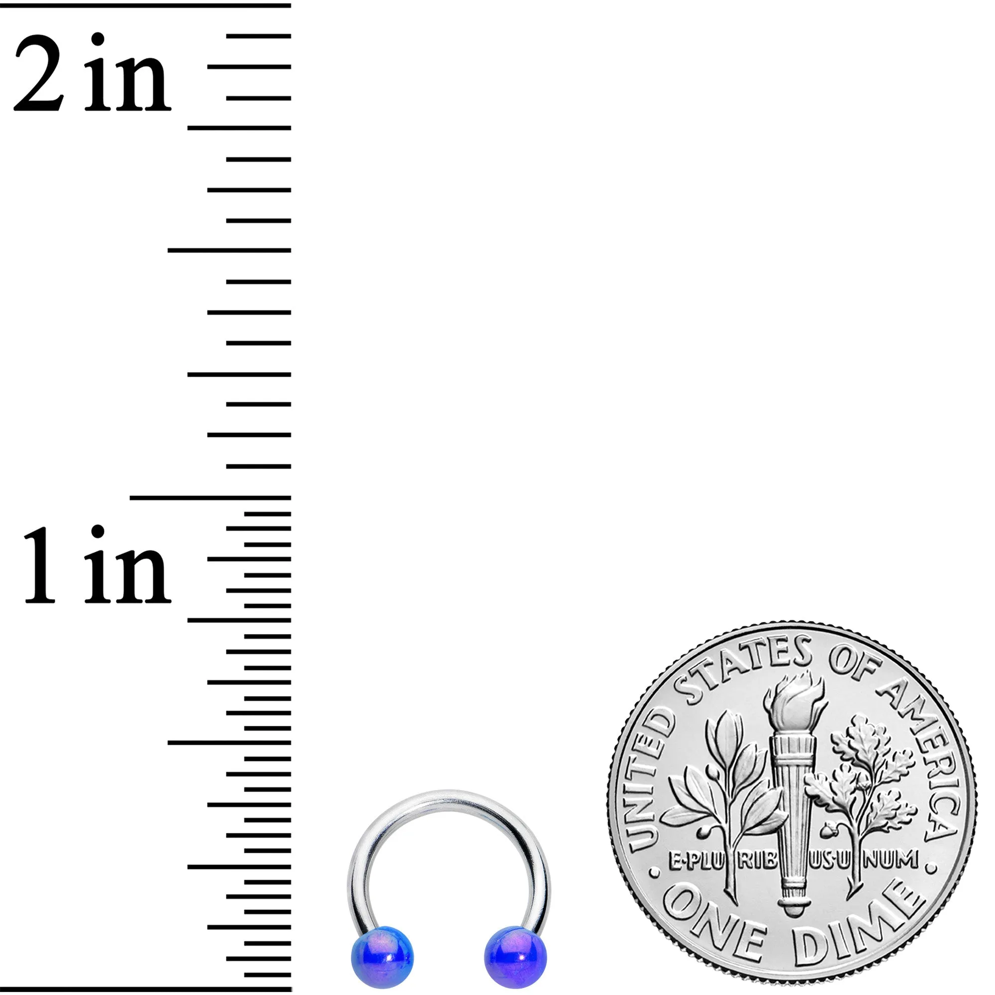 16 Gauge 5/16 Iridescent Purple Ball Ends Horseshoe Circular Barbell