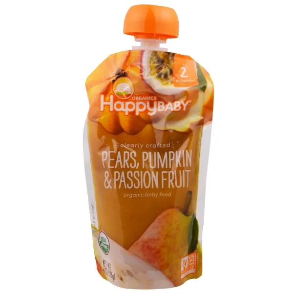 [2-Pack] Happy Baby Happy Family Happy Tot Clearly Crafted - Pears Pumpkin & Passion Fruit, 113g. Stage 2 (For 6m up) Exp: 02/24