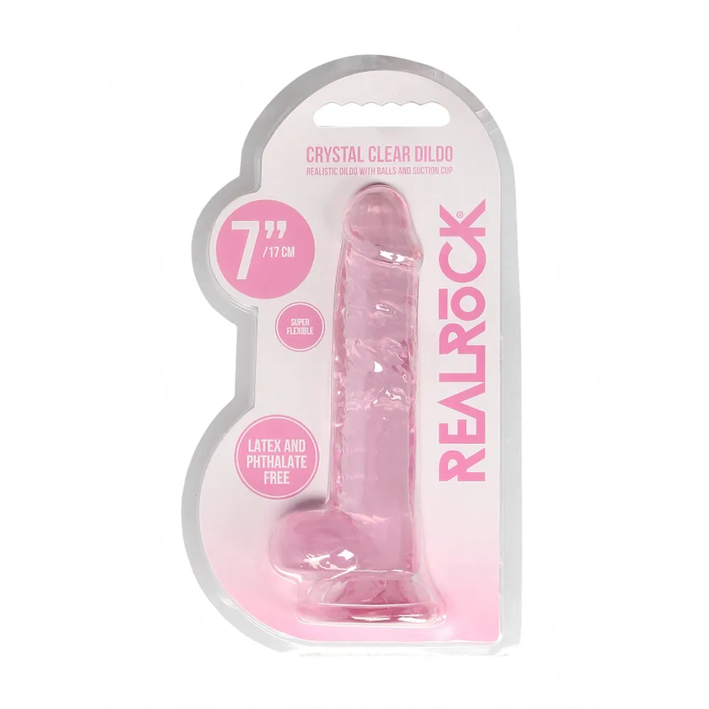 7" Realistic Dildo With Balls - Pink