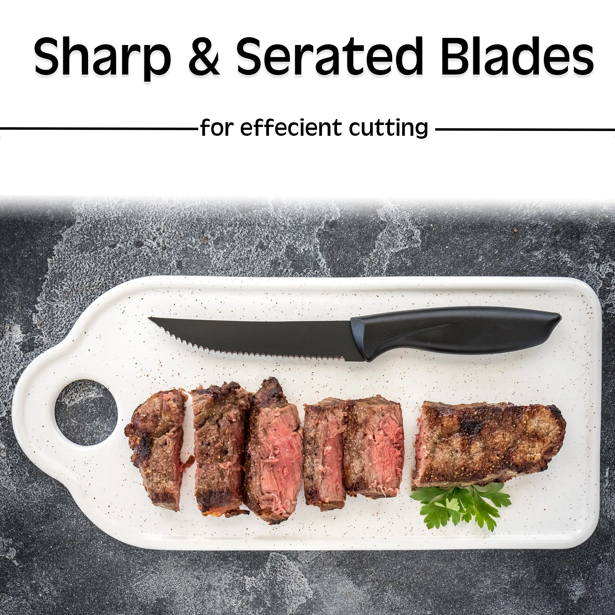 8 piece Steak Knife Set For Kitchen - Kitchen Knives - Stainless Steel Serrated Knife - Chef Set
