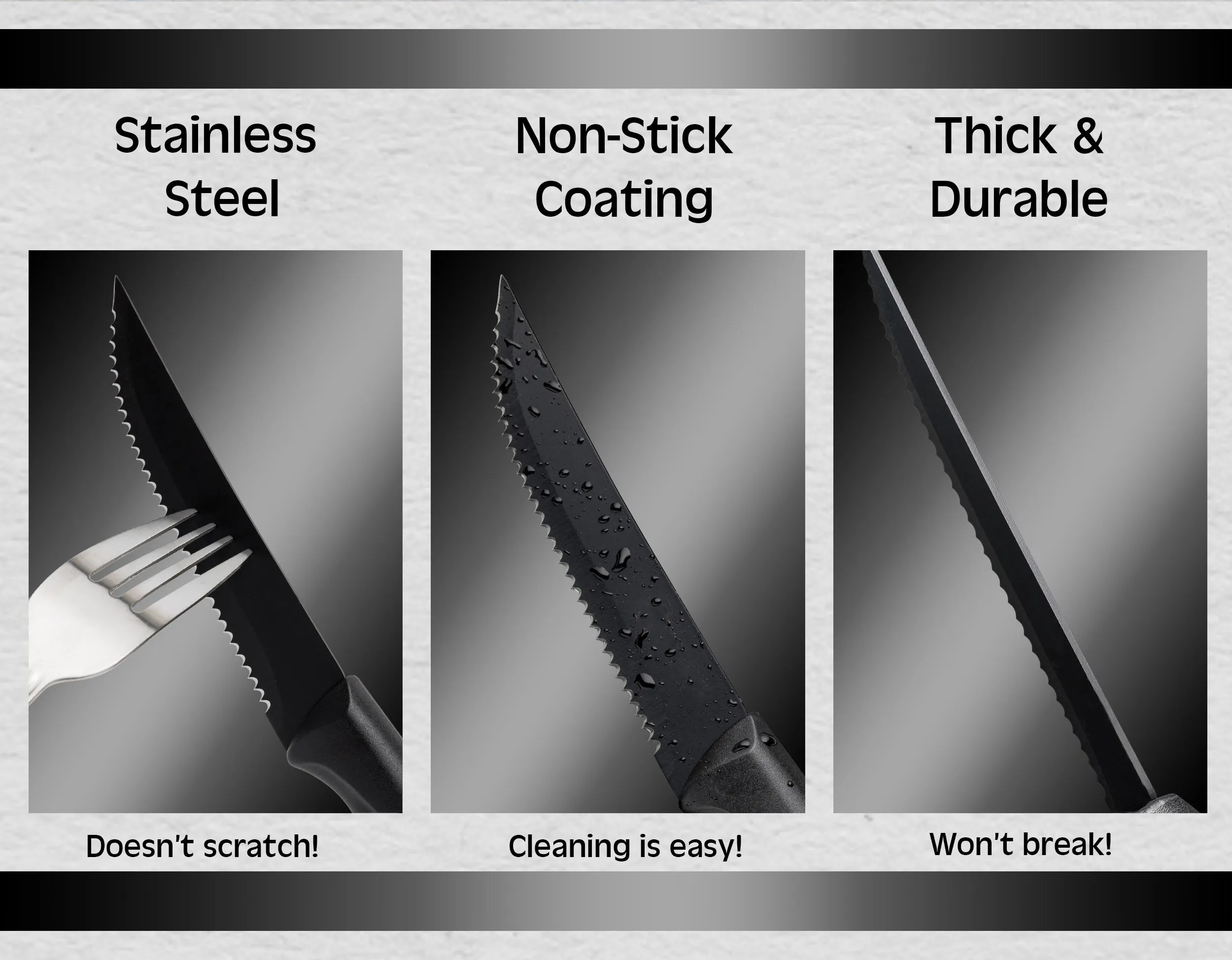 8 piece Steak Knife Set For Kitchen - Kitchen Knives - Stainless Steel Serrated Knife - Chef Set