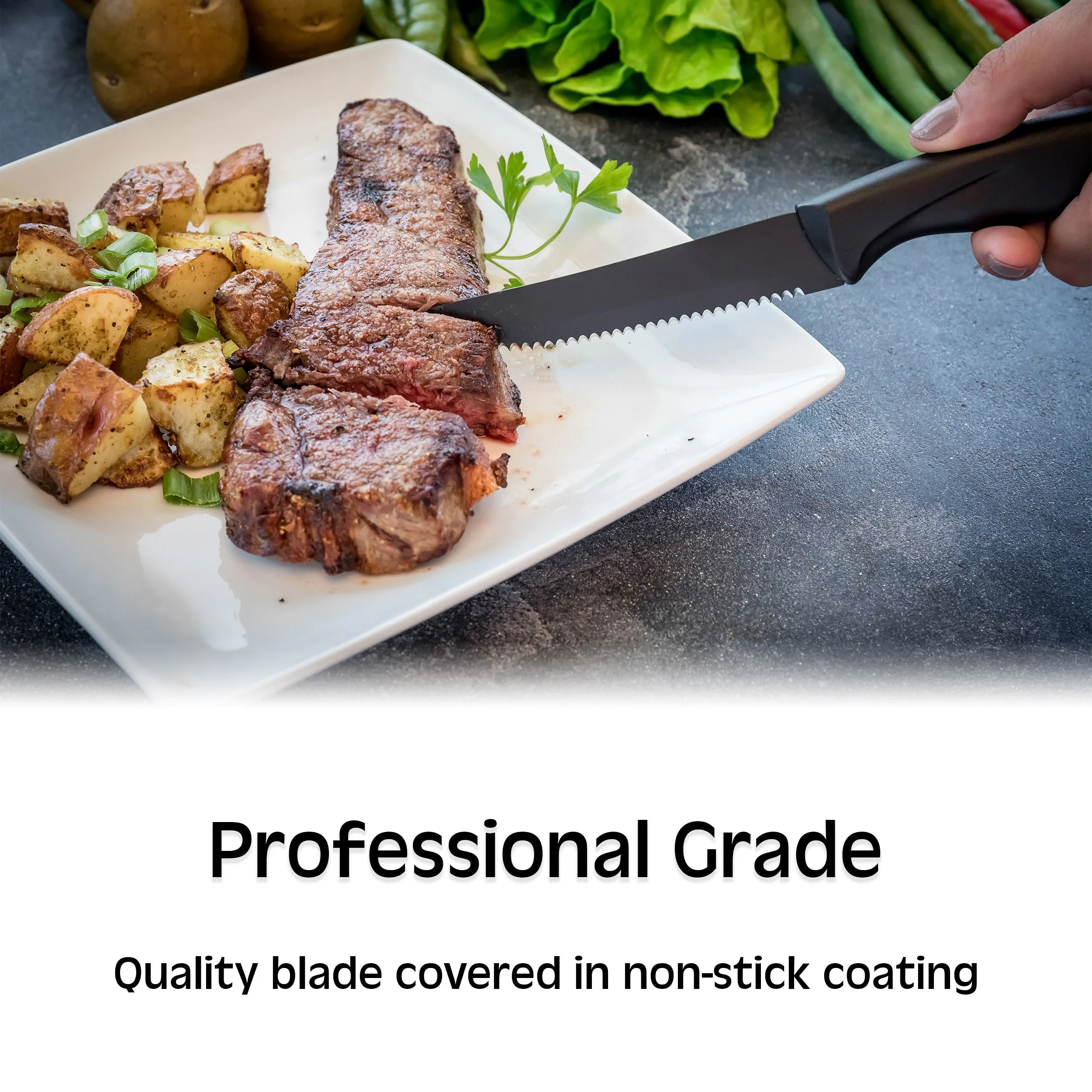 8 piece Steak Knife Set For Kitchen - Kitchen Knives - Stainless Steel Serrated Knife - Chef Set