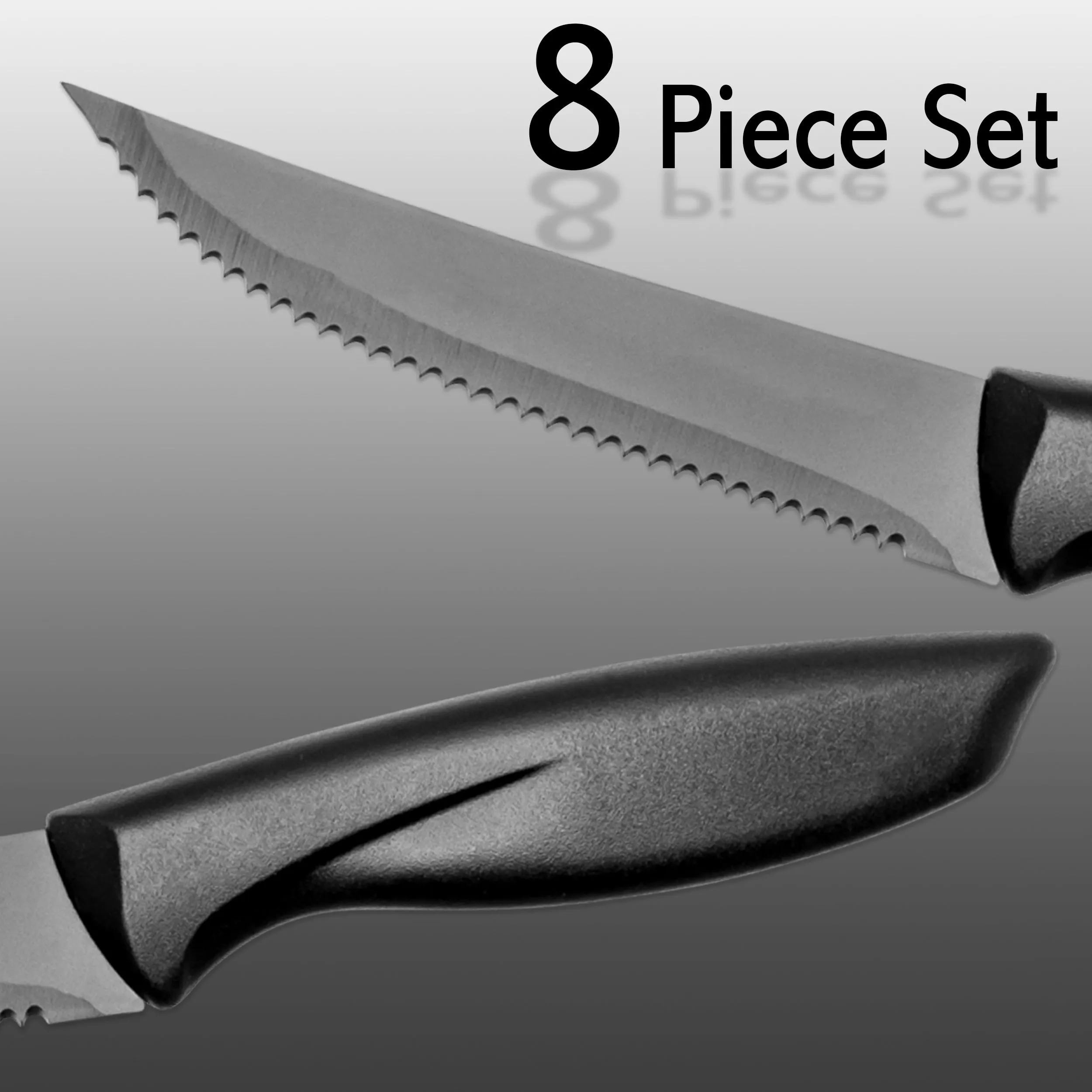 8 piece Steak Knife Set For Kitchen - Kitchen Knives - Stainless Steel Serrated Knife - Chef Set