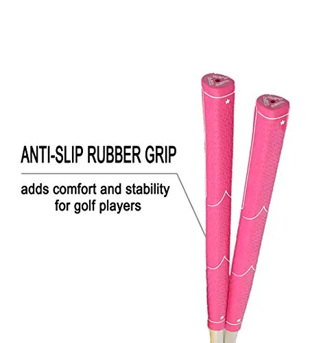 Acstar Two Way Junior Golf Putter Kids Putter Both Left and Right Handed Easily Use 3 Sizes for Ages 3-5 6-8 9-12(Silver Head Pink Grip,25 inch,Age 3-5)