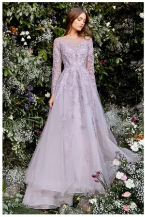 Andrea & Leo Couture A1024 Diana Long SLV Gown Regal, Elegant Yet Soft,