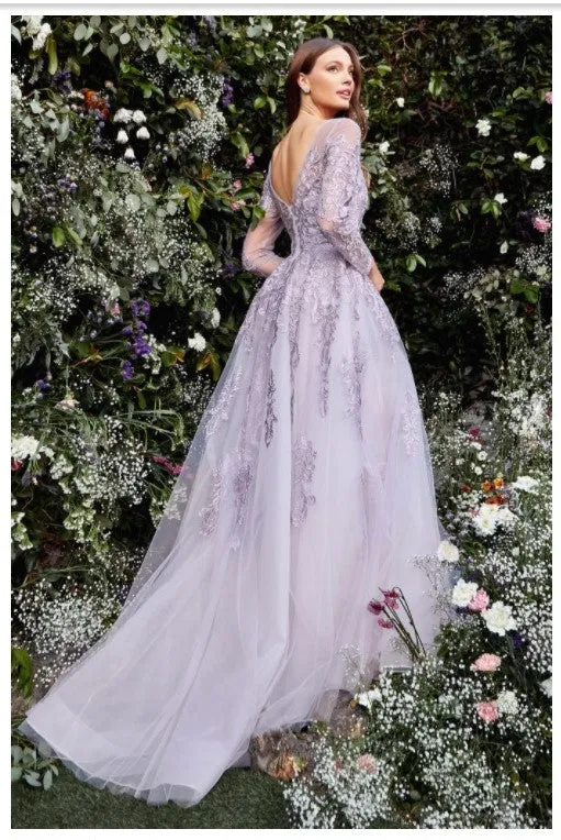 Andrea & Leo Couture A1024 Diana Long SLV Gown Regal, Elegant Yet Soft,