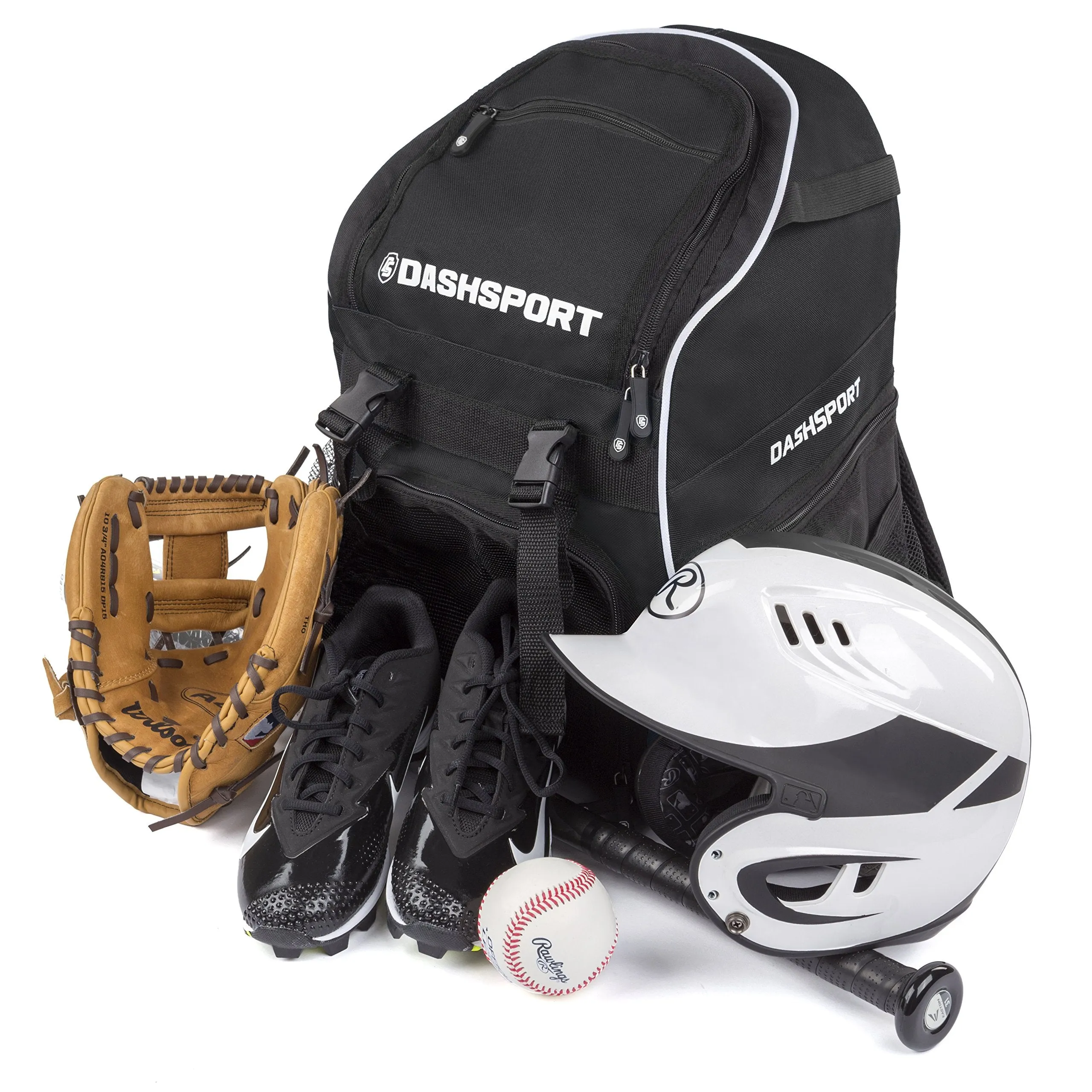 Baseball Bag Softball Backpack - DashSport Bat Bag | T-Ball Equipment and Softball Bag | Bat Pack (Black)