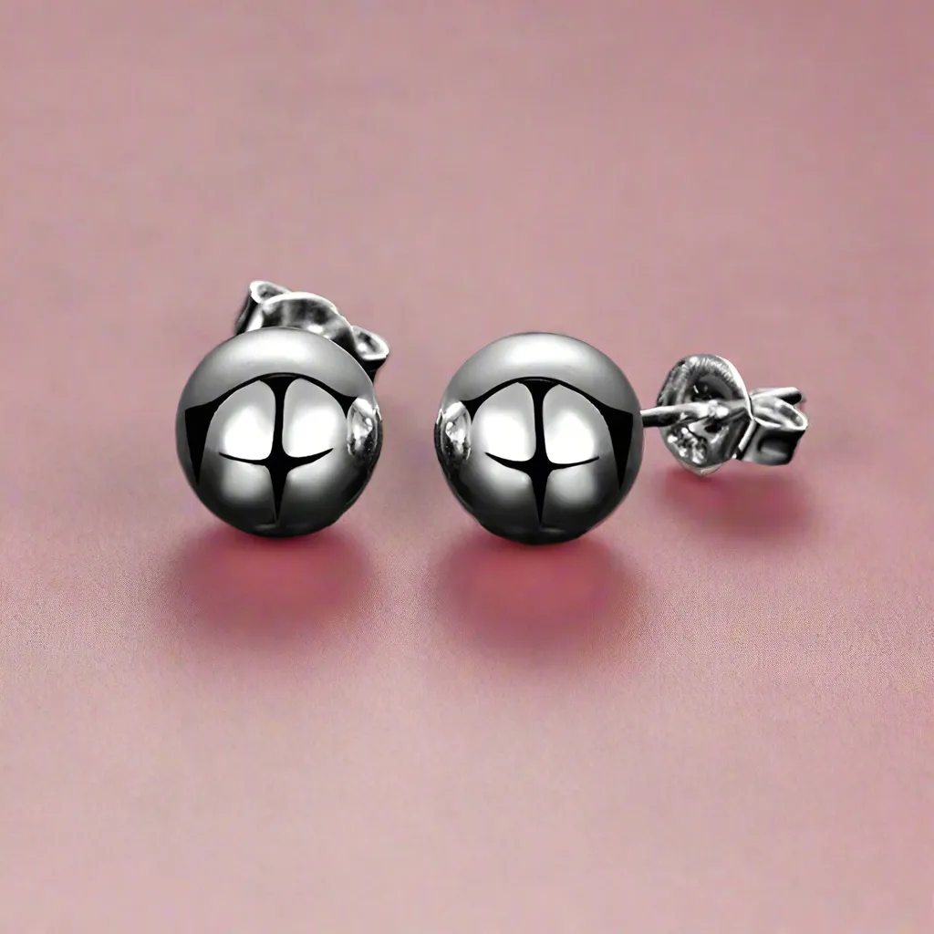 Big Bead Stud Silver Earrings