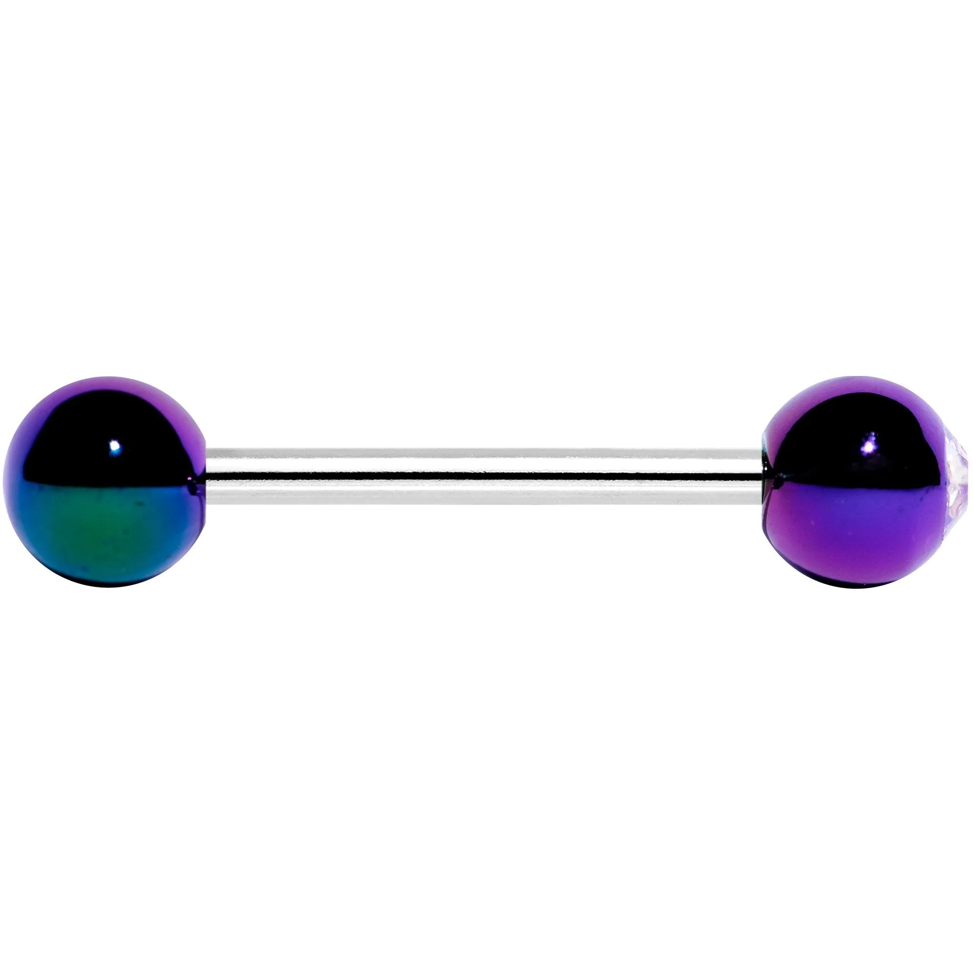 Clear Gem Green Purple Pearlescent Barbell Tongue Ring
