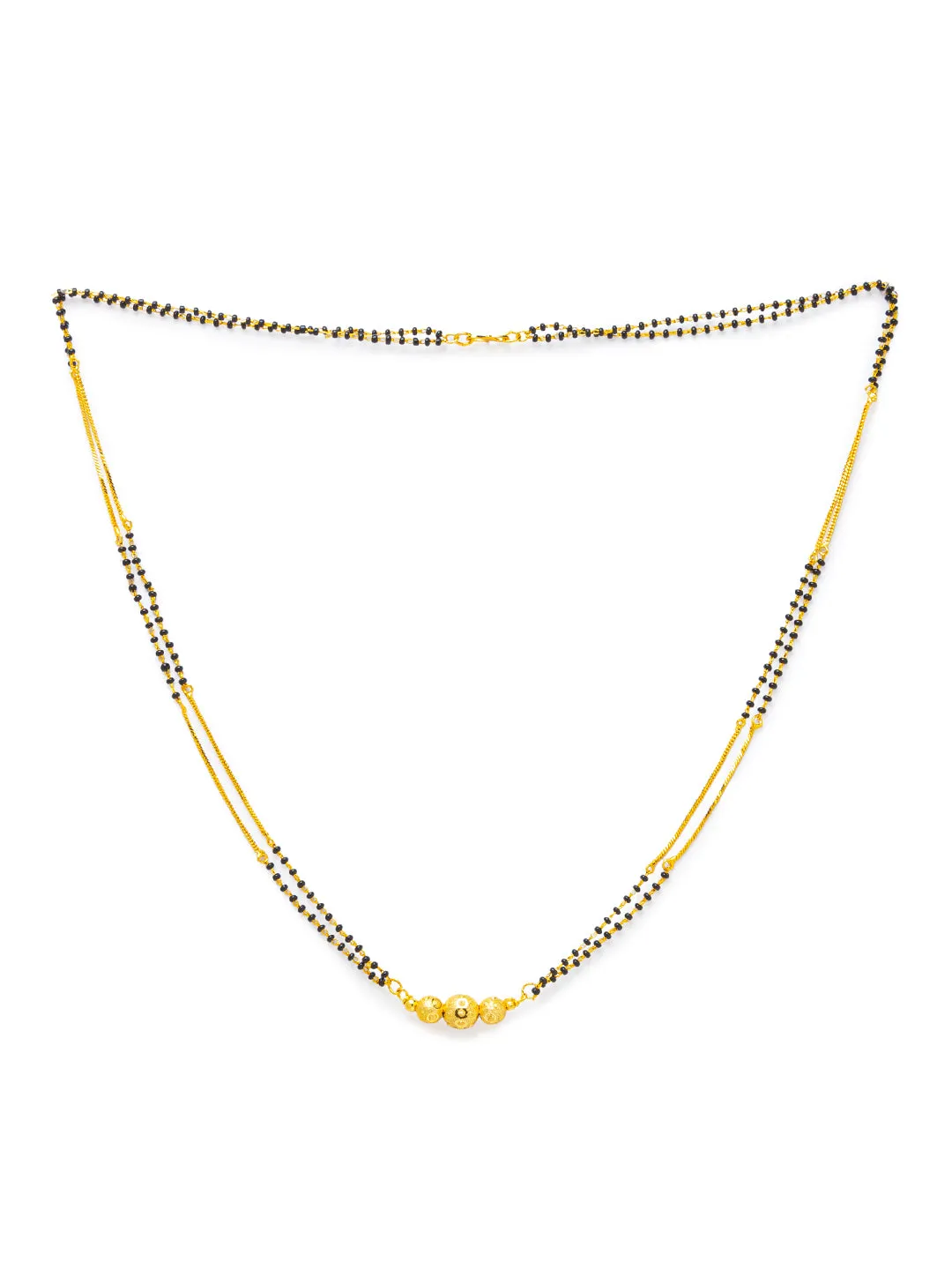 Combo Set of 2 Gold Plated Long Mangalsutra Designs and Short Mangalsutra Designs with Vati Pendant