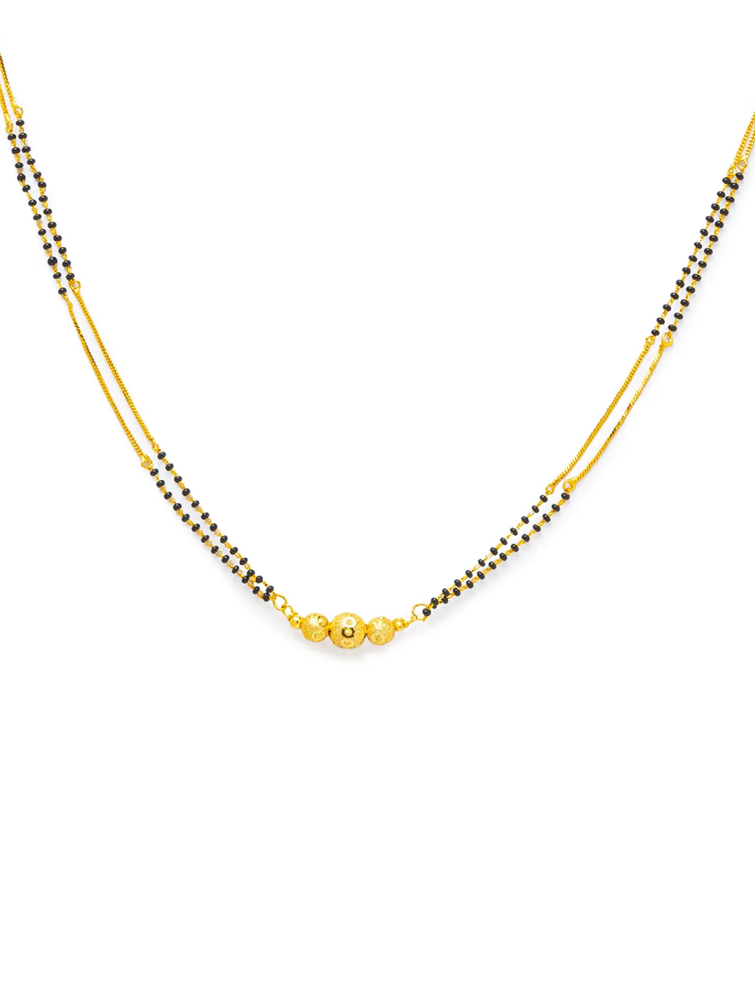 Combo Set of 2 Gold Plated Long Mangalsutra Designs and Short Mangalsutra Designs with Vati Pendant