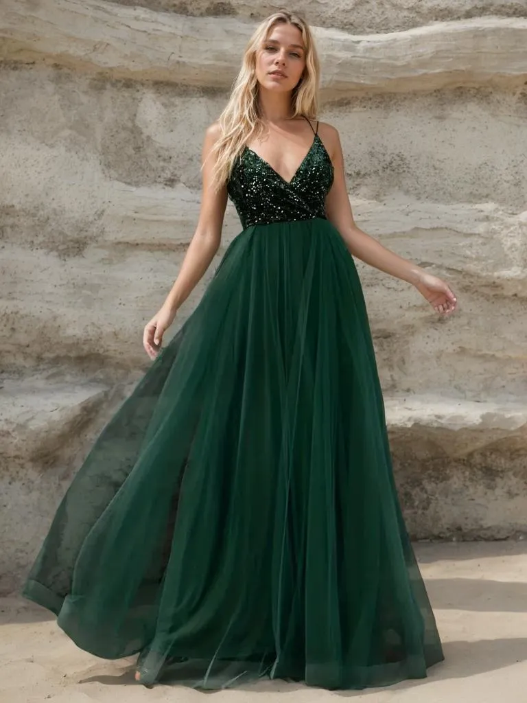 Constance strappy back forest green ball dress Express NZ wide