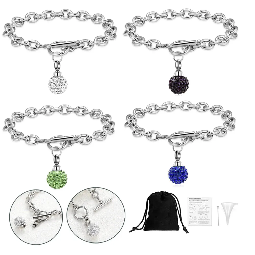 Crystal Sphere Cremation Bracelet