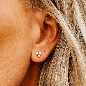 Dainty 3 Ball Cluster Stud Earrings