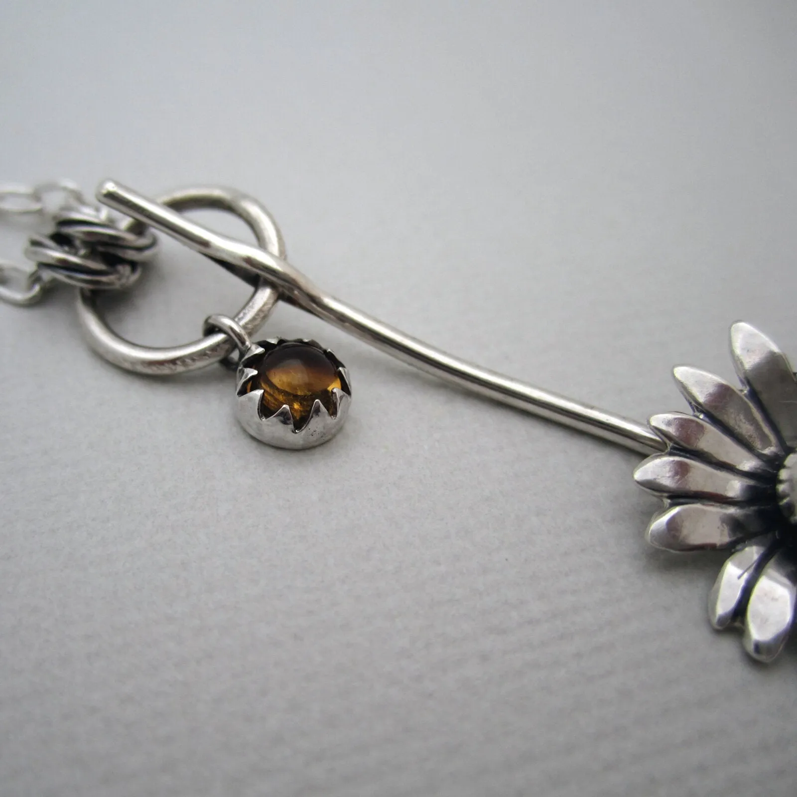 Daisy Sterling Silver Necklace with Citrine Charm