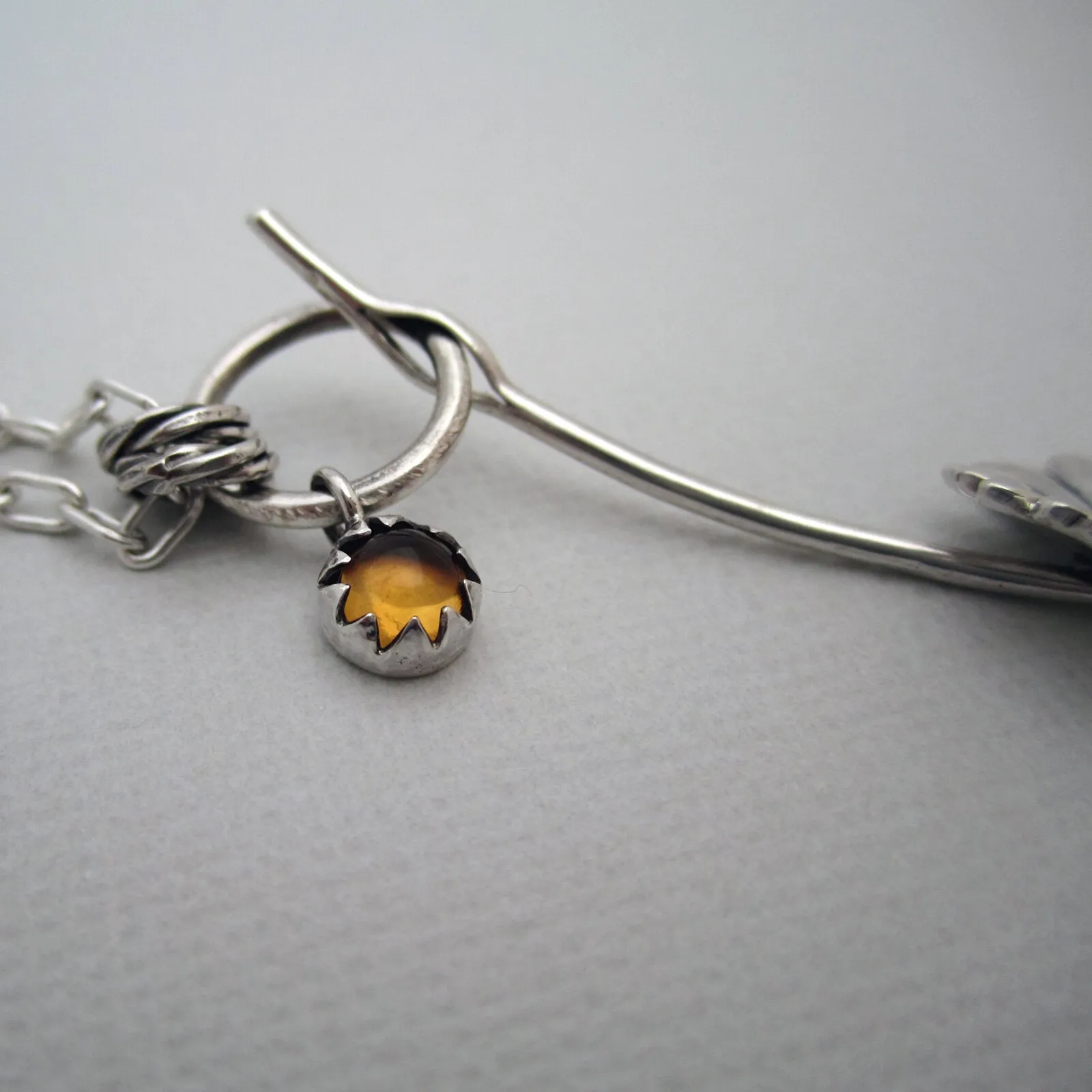 Daisy Sterling Silver Necklace with Citrine Charm