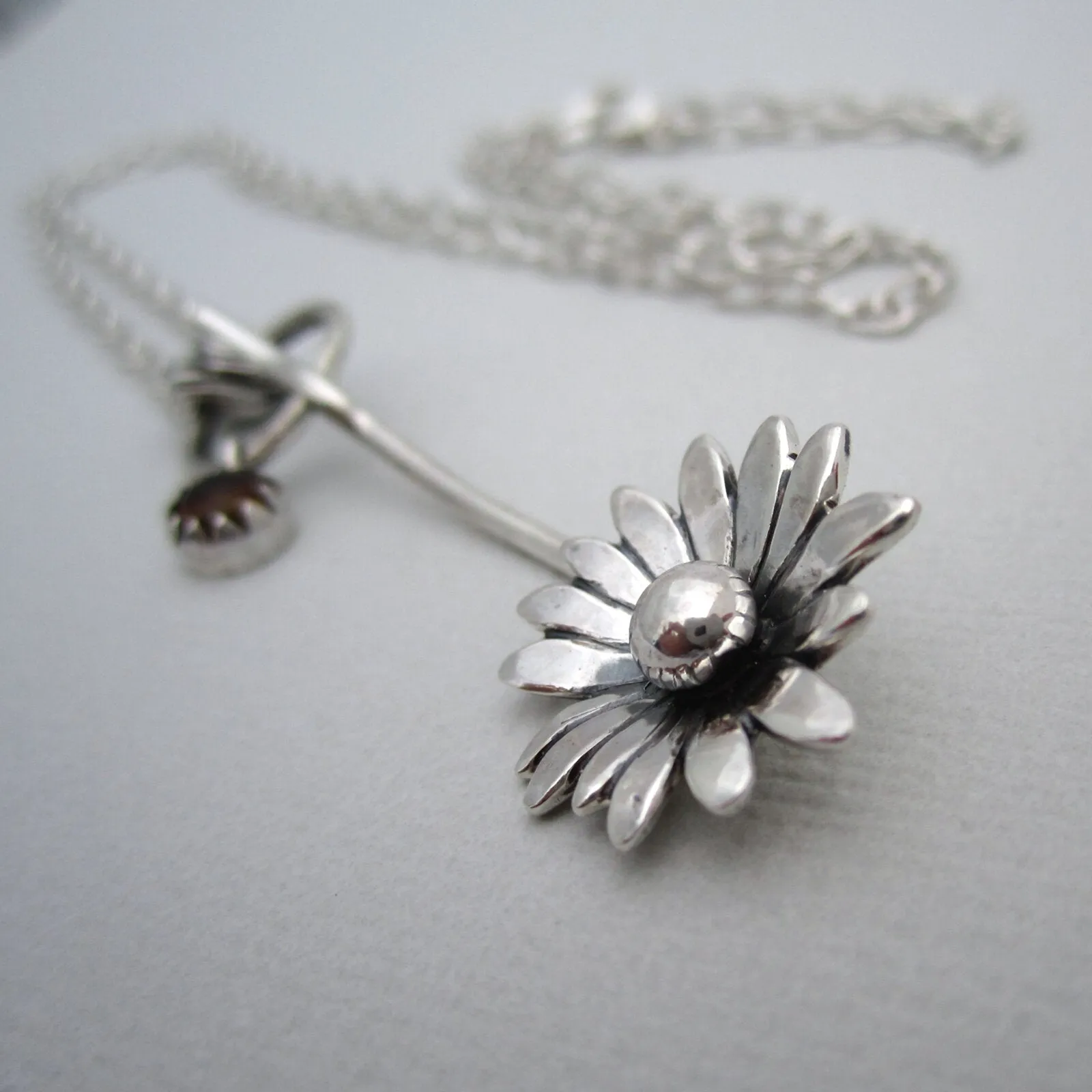 Daisy Sterling Silver Necklace with Citrine Charm