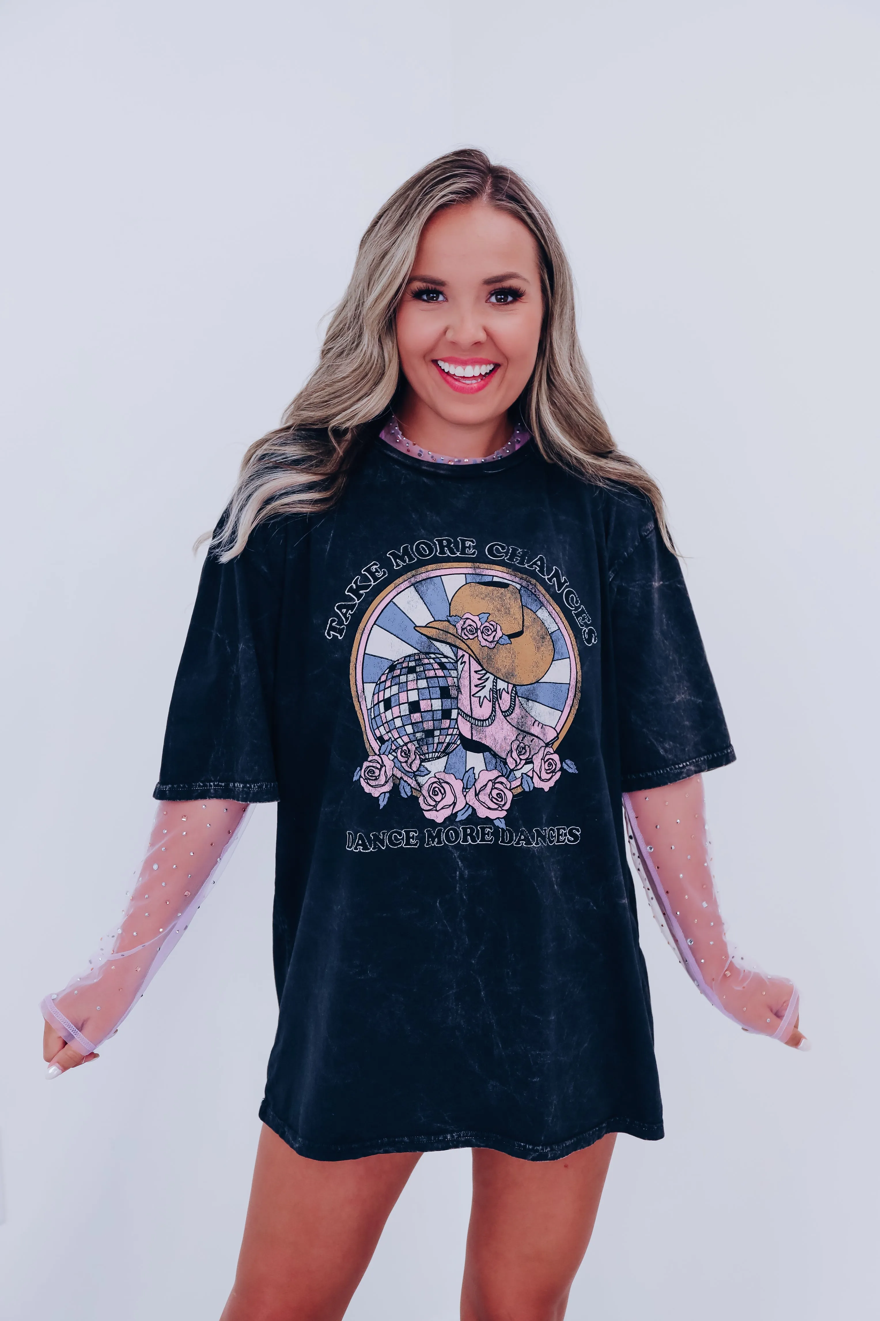 Dance More Dances Graphic Tee - Black