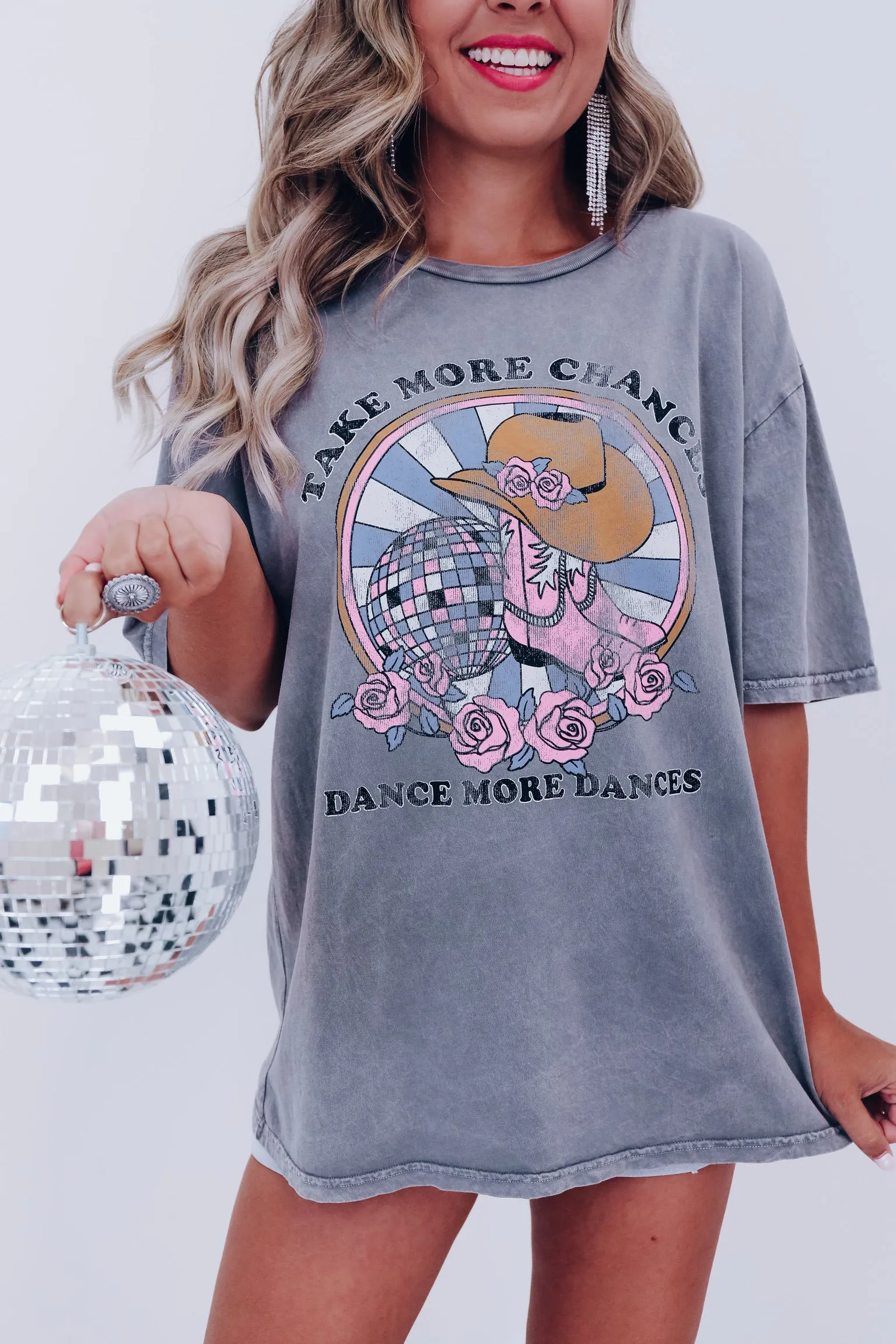 Dance More Dances Graphic Tee - Grey