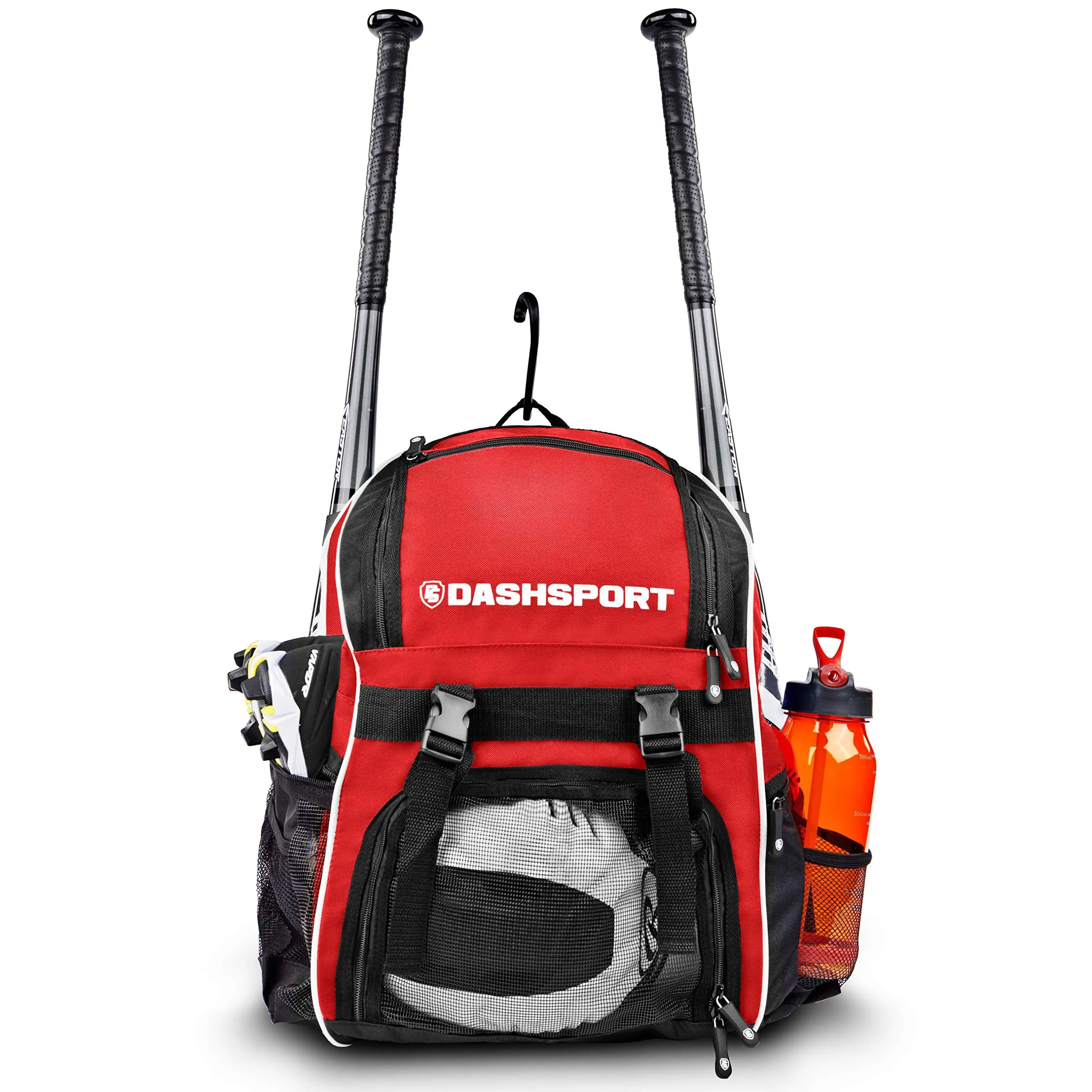 DashSport Baseball Bag Softball Backpack Bat Bag | T-Ball Equipment and Softball Bag | Bat Pack (Red)