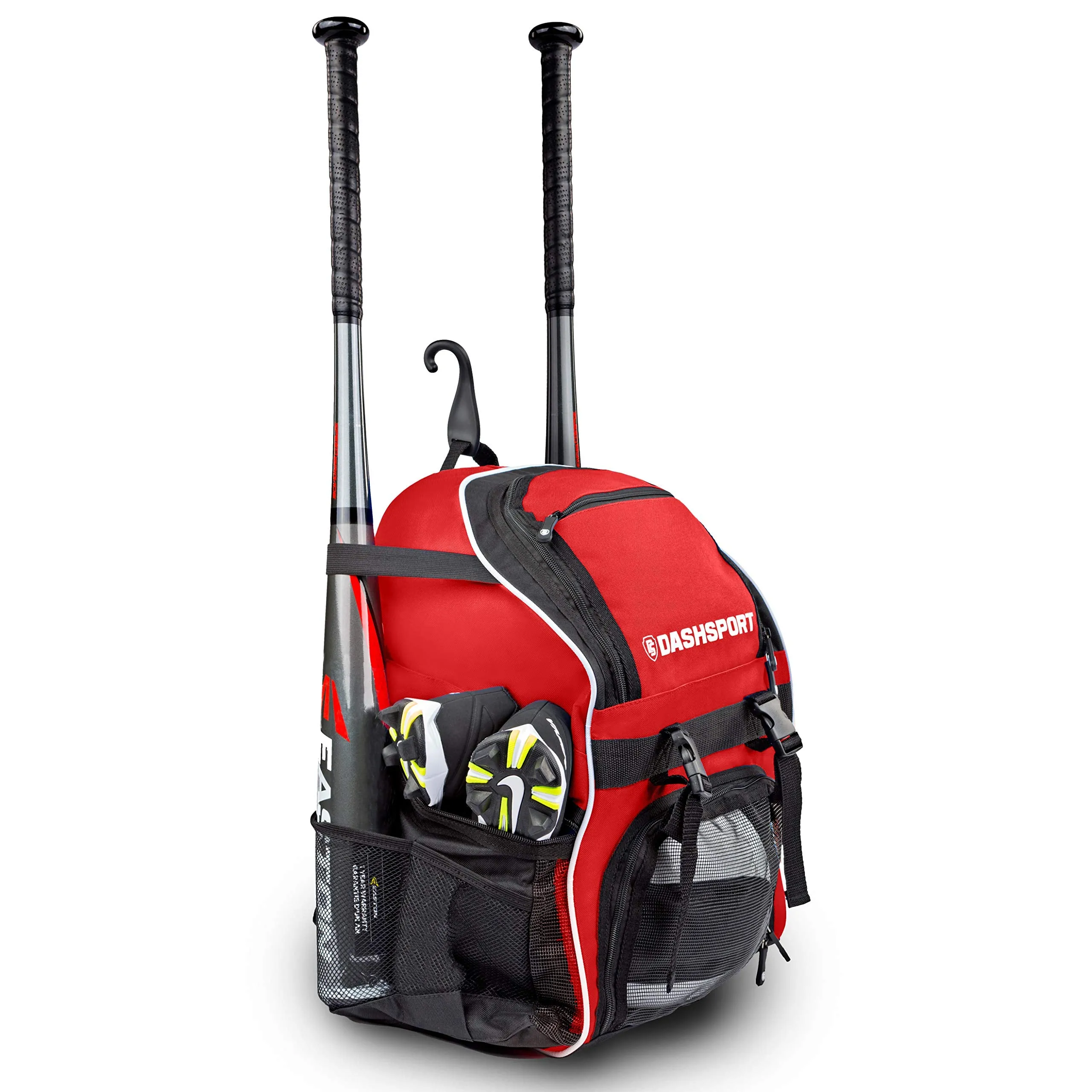 DashSport Baseball Bag Softball Backpack Bat Bag | T-Ball Equipment and Softball Bag | Bat Pack (Red)