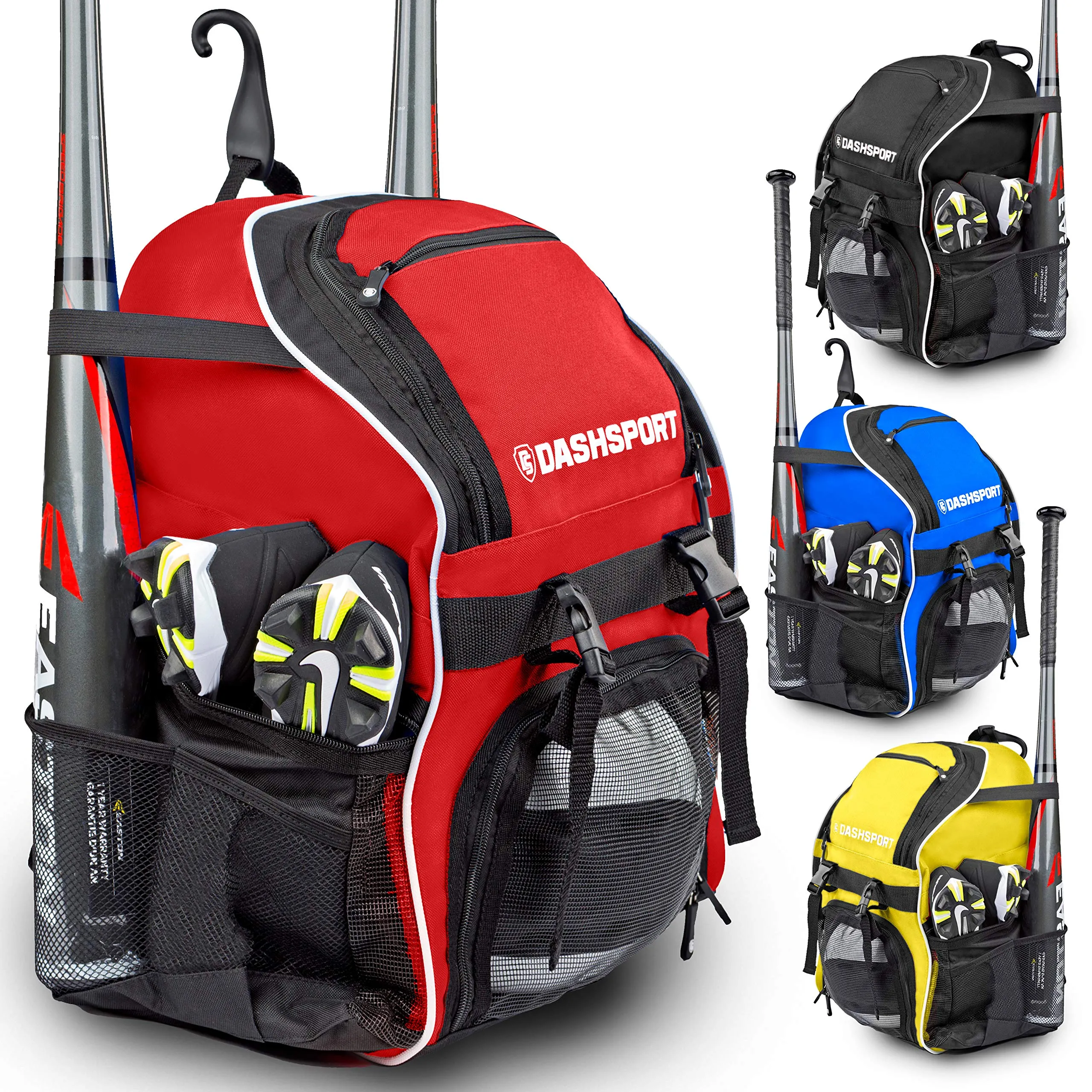 DashSport Baseball Bag Softball Backpack Bat Bag | T-Ball Equipment and Softball Bag | Bat Pack (Red)