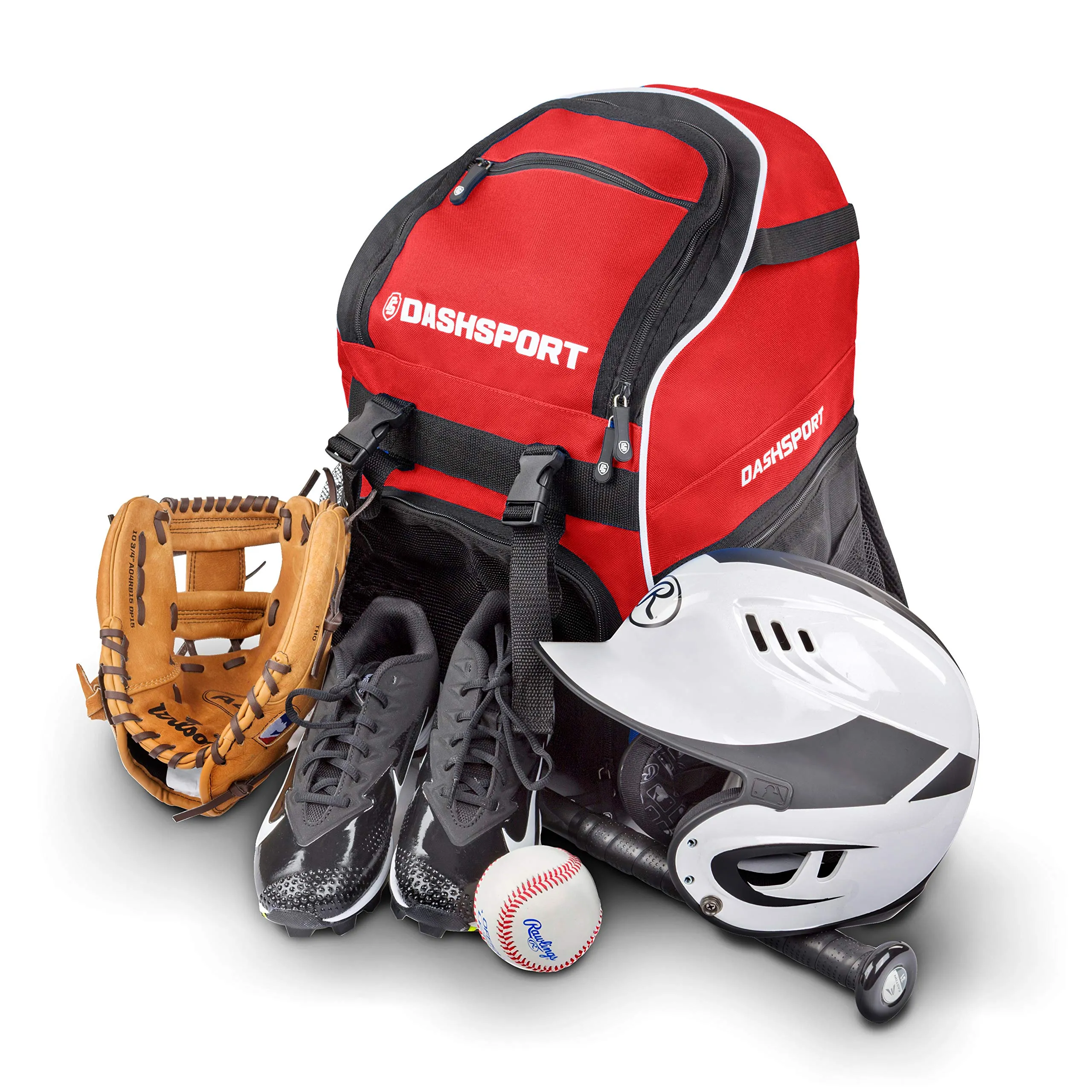 DashSport Baseball Bag Softball Backpack Bat Bag | T-Ball Equipment and Softball Bag | Bat Pack (Red)
