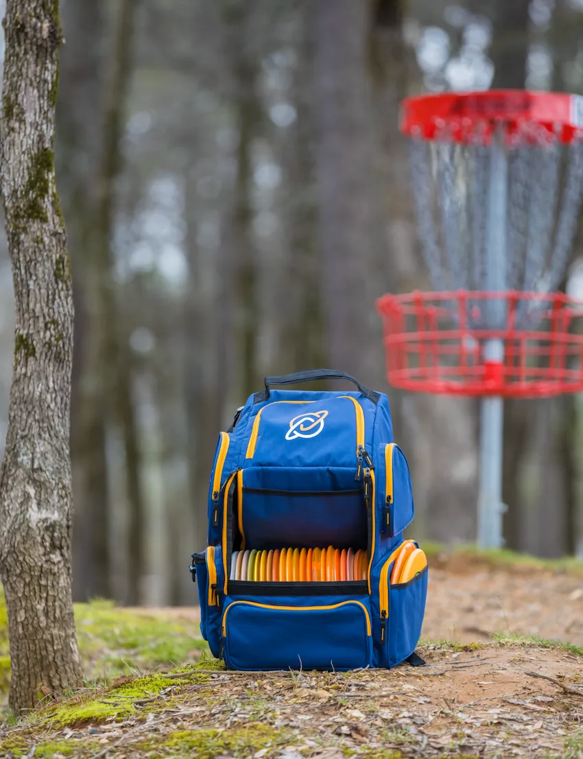 DISCOLOGY DISC GOLF IZZO BAG - DISC GOLF BACKPACK - 26  DISC CAPACITY - LARGE STORAGE CAPACITY - DURABLE, WATER AND TEAR RESISTANT