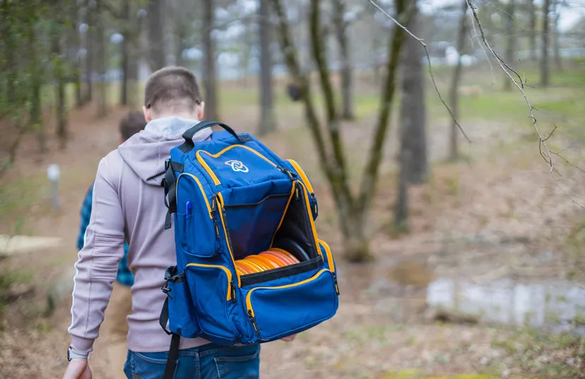 DISCOLOGY DISC GOLF IZZO BAG - DISC GOLF BACKPACK - 26  DISC CAPACITY - LARGE STORAGE CAPACITY - DURABLE, WATER AND TEAR RESISTANT