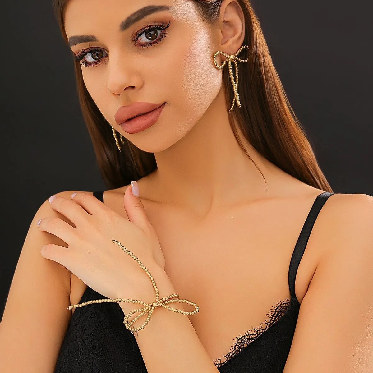 Elegant Gold Silver Plated Bowknot Earrings