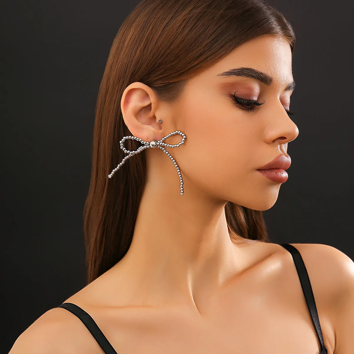 Elegant Gold Silver Plated Bowknot Earrings