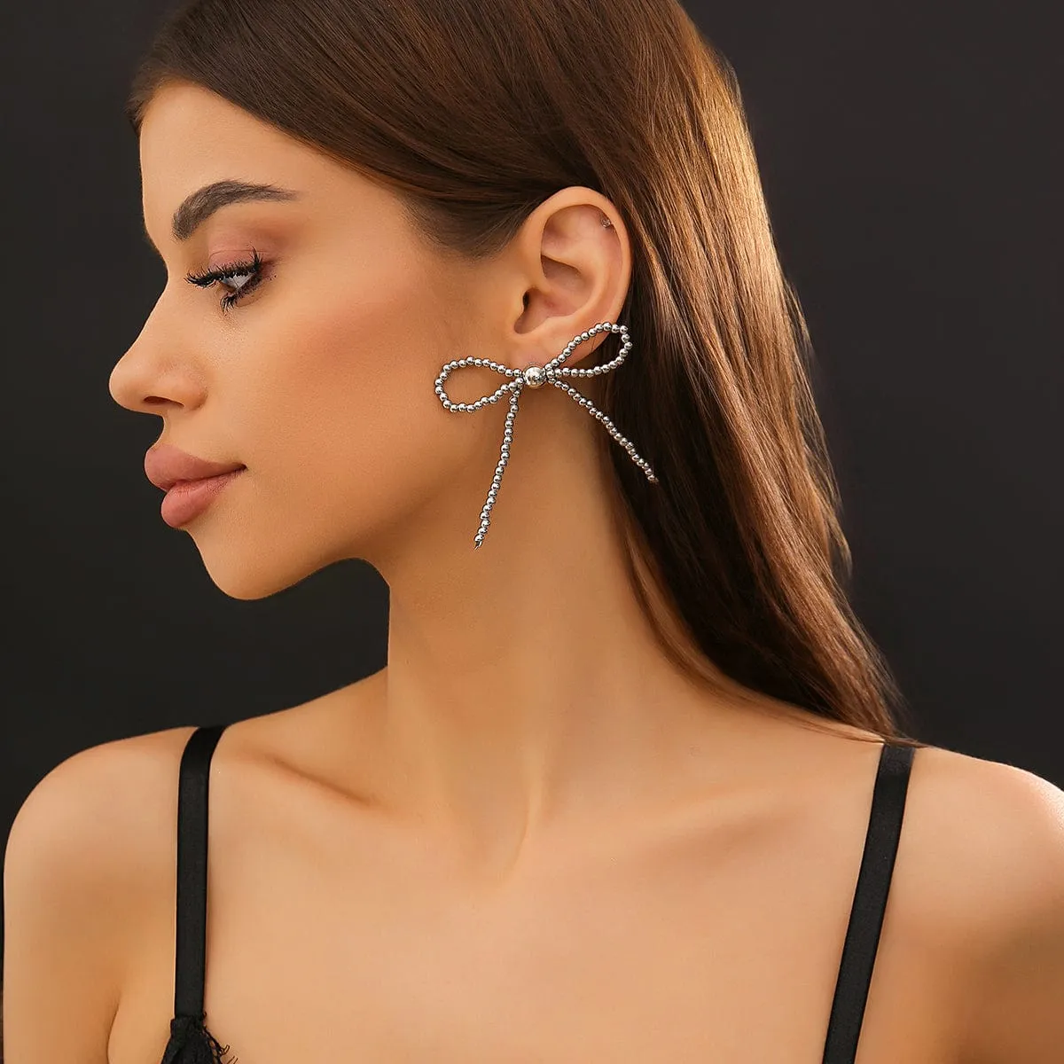 Elegant Gold Silver Plated Bowknot Earrings