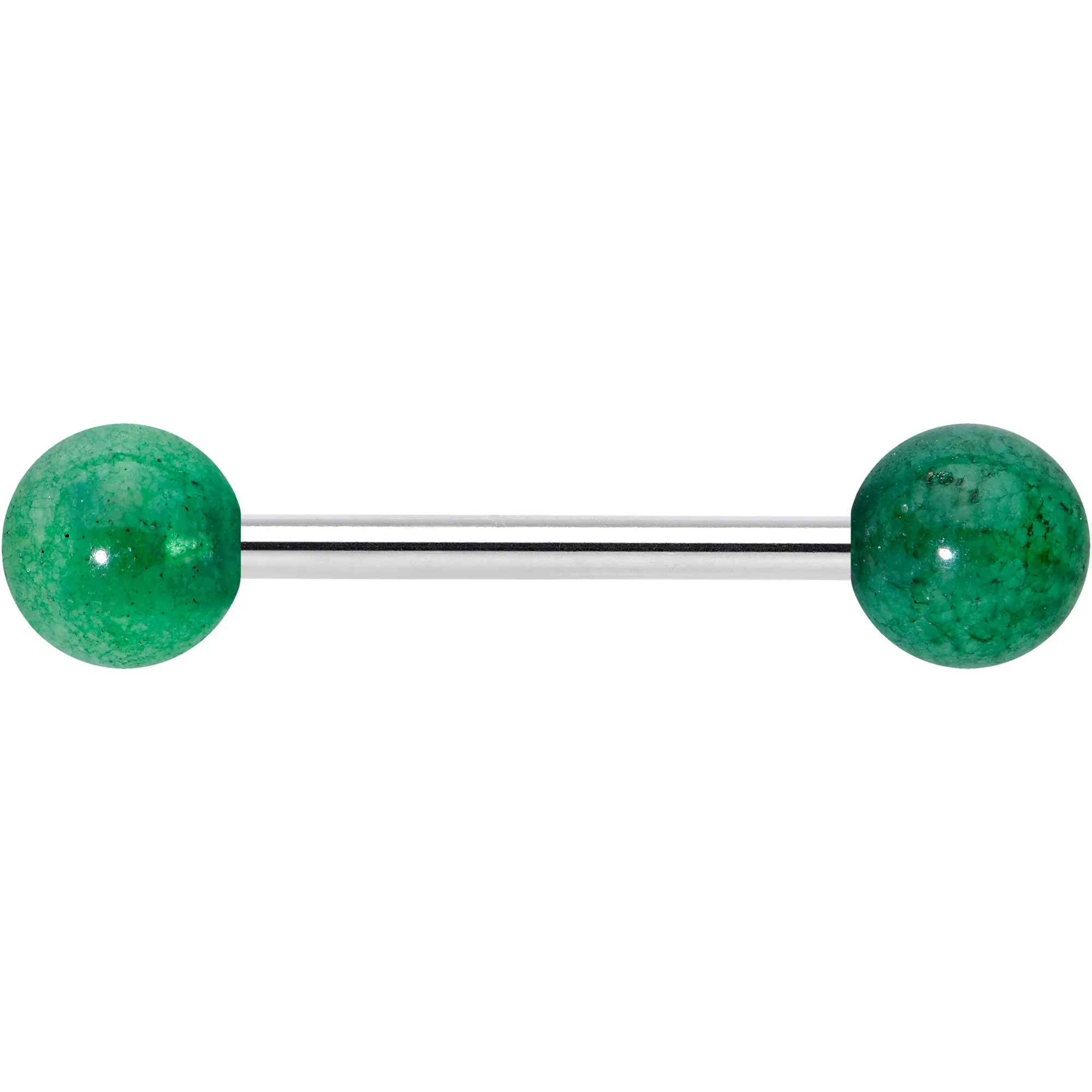 Elegant Green Jade Barbell Tongue Ring