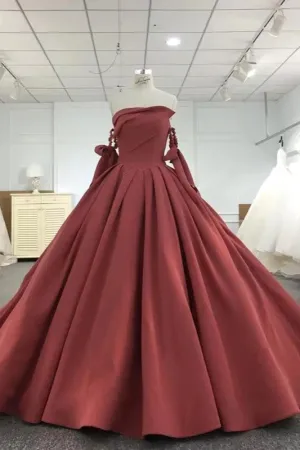 Elegant Strapless Bow Ball Gown Satin Pleat Formal Evening Party Dress