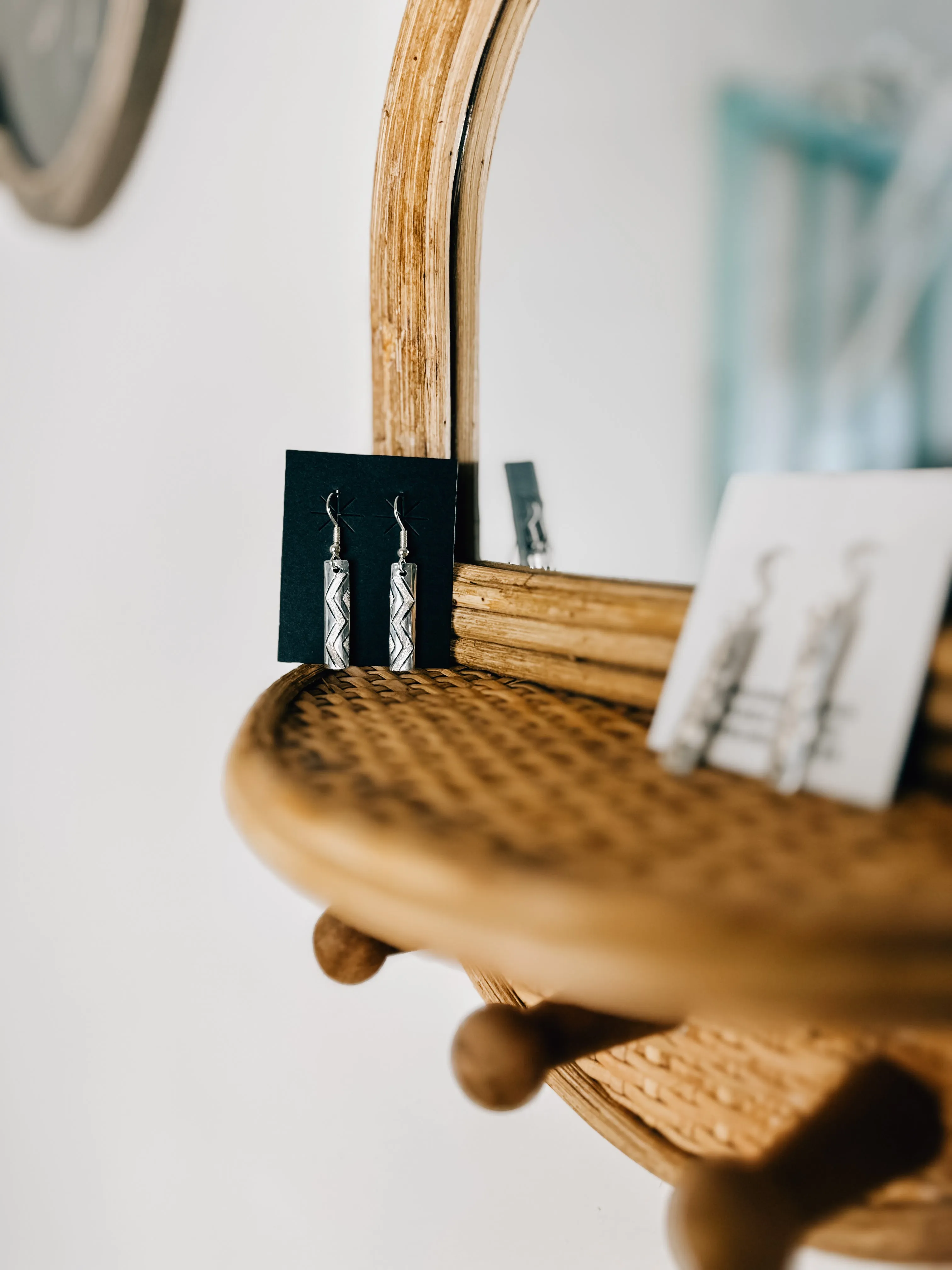 Engraved SS Mini Stick Earring
