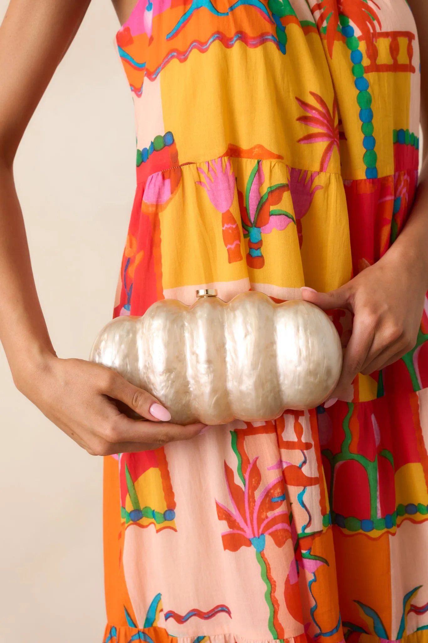 Fallen Halo Champagne Pearlescent Clutch