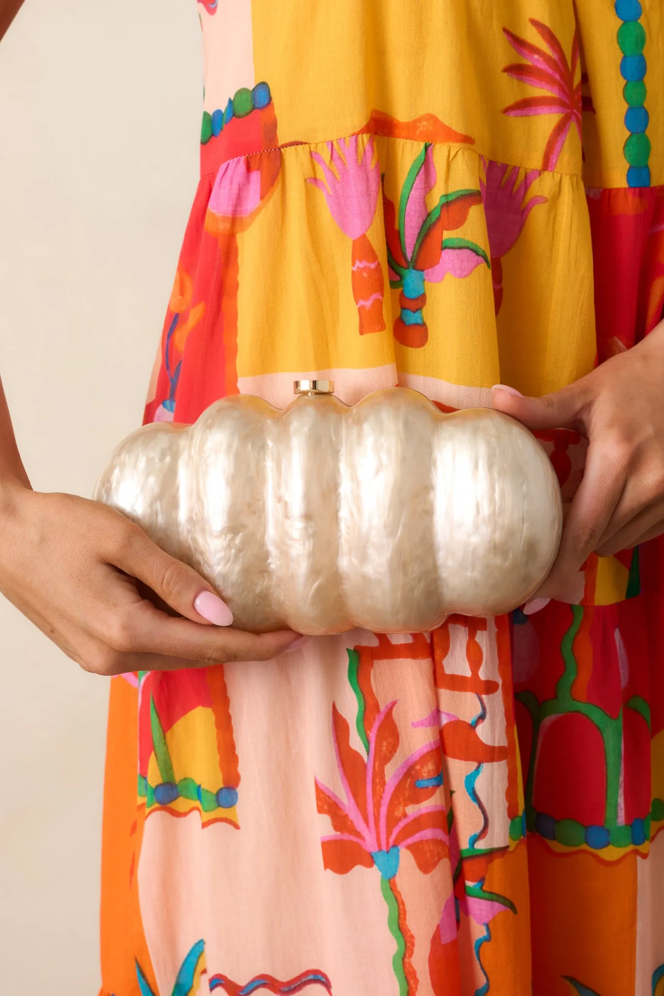 Fallen Halo Champagne Pearlescent Clutch