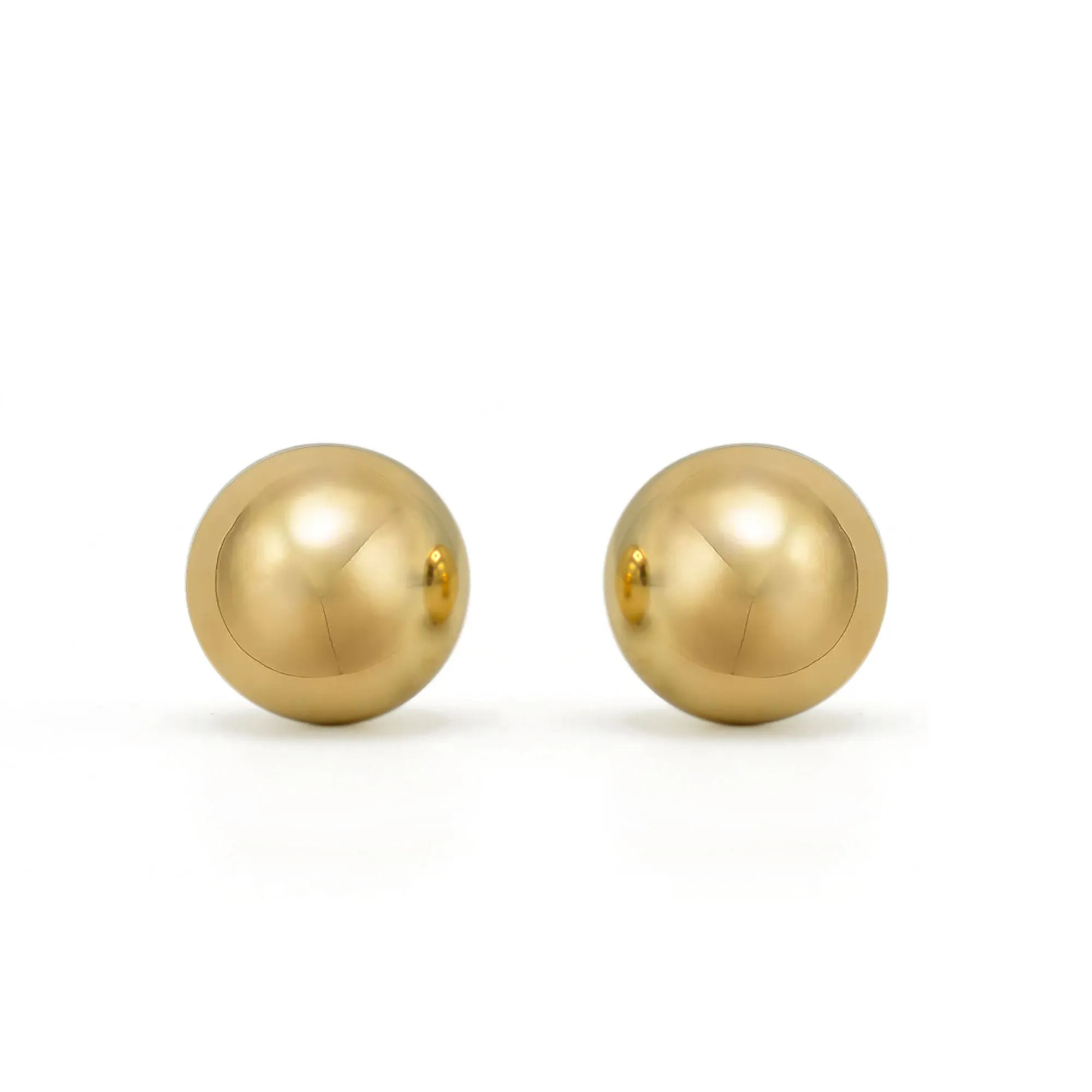Gold 14mm ball stud Earrings# HNE90894-14MMGD(IG8)