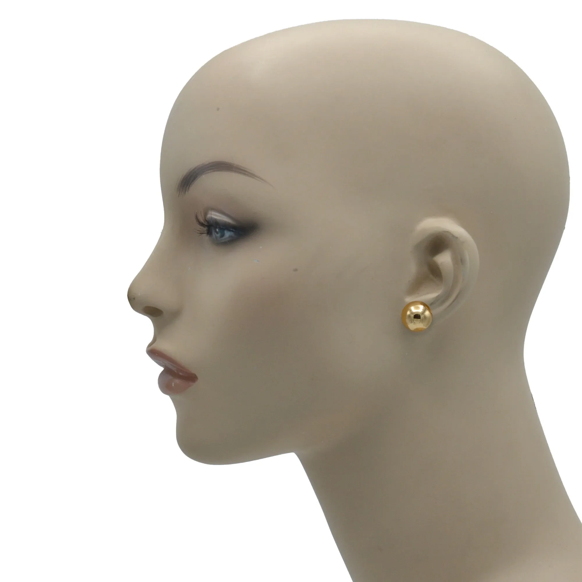 Gold 14mm ball stud Earrings# HNE90894-14MMGD(IG8)