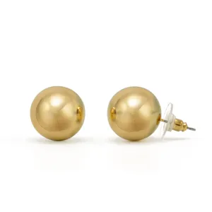 Gold 14mm ball stud Earrings# HNE90894-14MMGD(IG8)