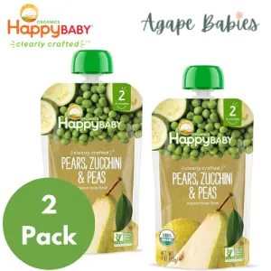 Happy Baby  Happy Family Happy Baby Stage 2 (6  months) Clearly Crafted - Pears Zucchini & Peas, 113g. (2 PACK BUNDLE) Exp: 11/25