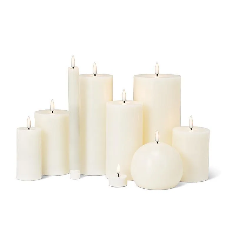Ivory LED Ball Candle Set
