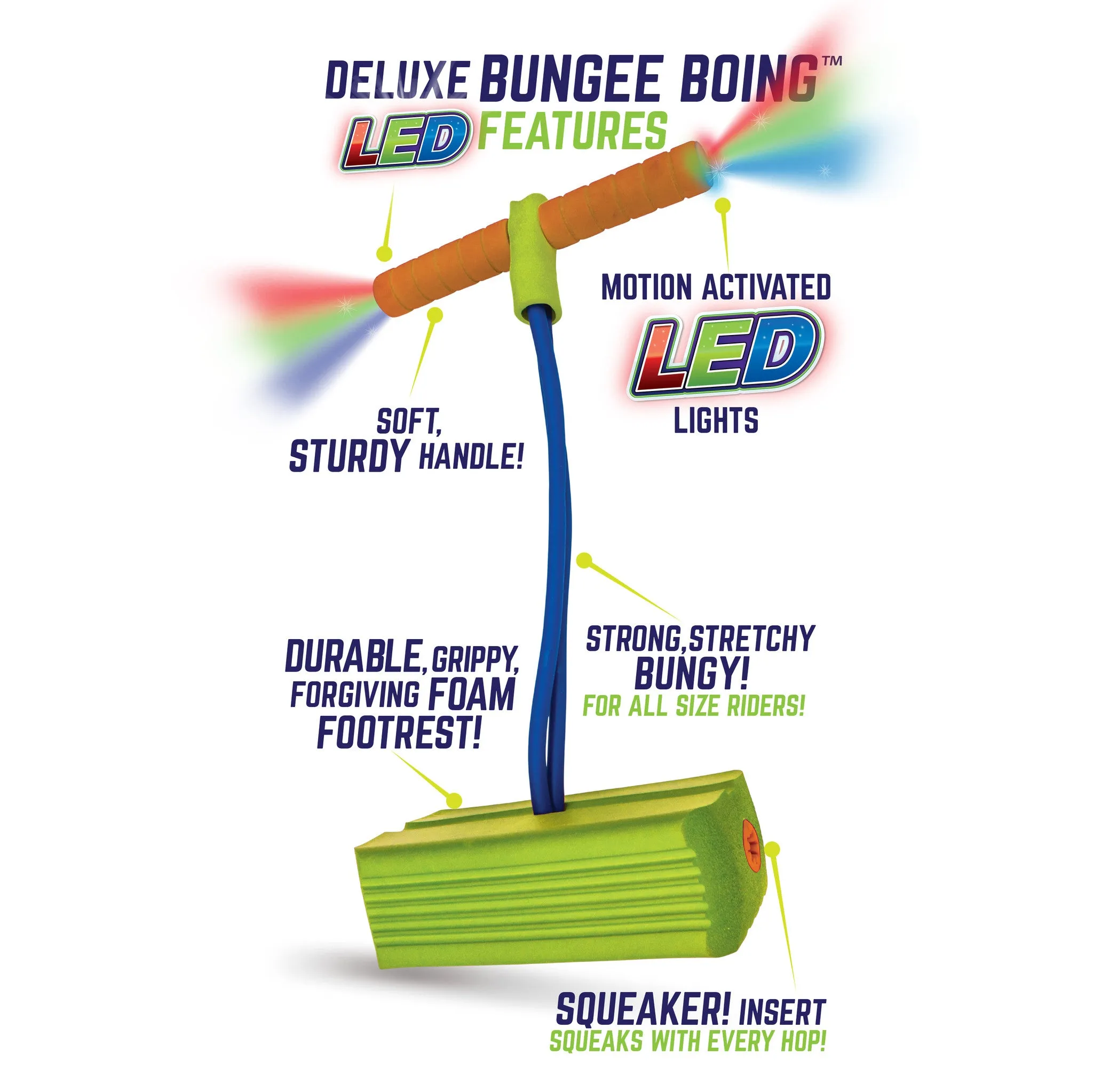 Jumparoo LED Deluxe Bungee Boing Jump & Squeak Pogo for Kids 3 