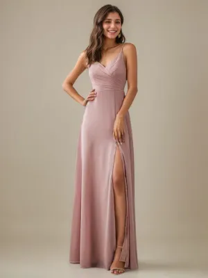 Kaia formal ball or bridesmaid dress in chiffon with a split