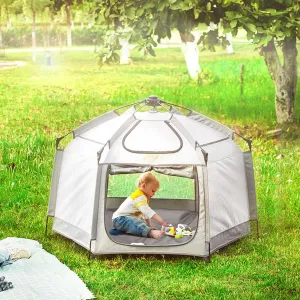 Large & Lightweight Carbon Fibre Sun-Safety UV Pop-up Playpen | Light Grey | 0m - 5 years