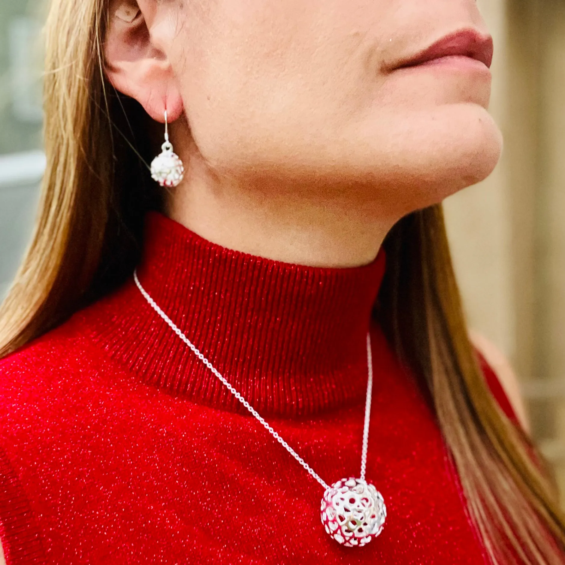 Large Bell Necklace & Earrings Set